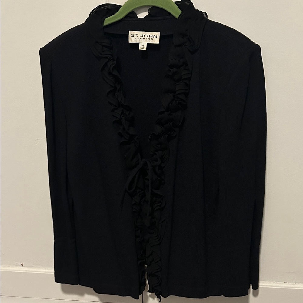 St. John Evening Black Ruffle Jacket - image 1